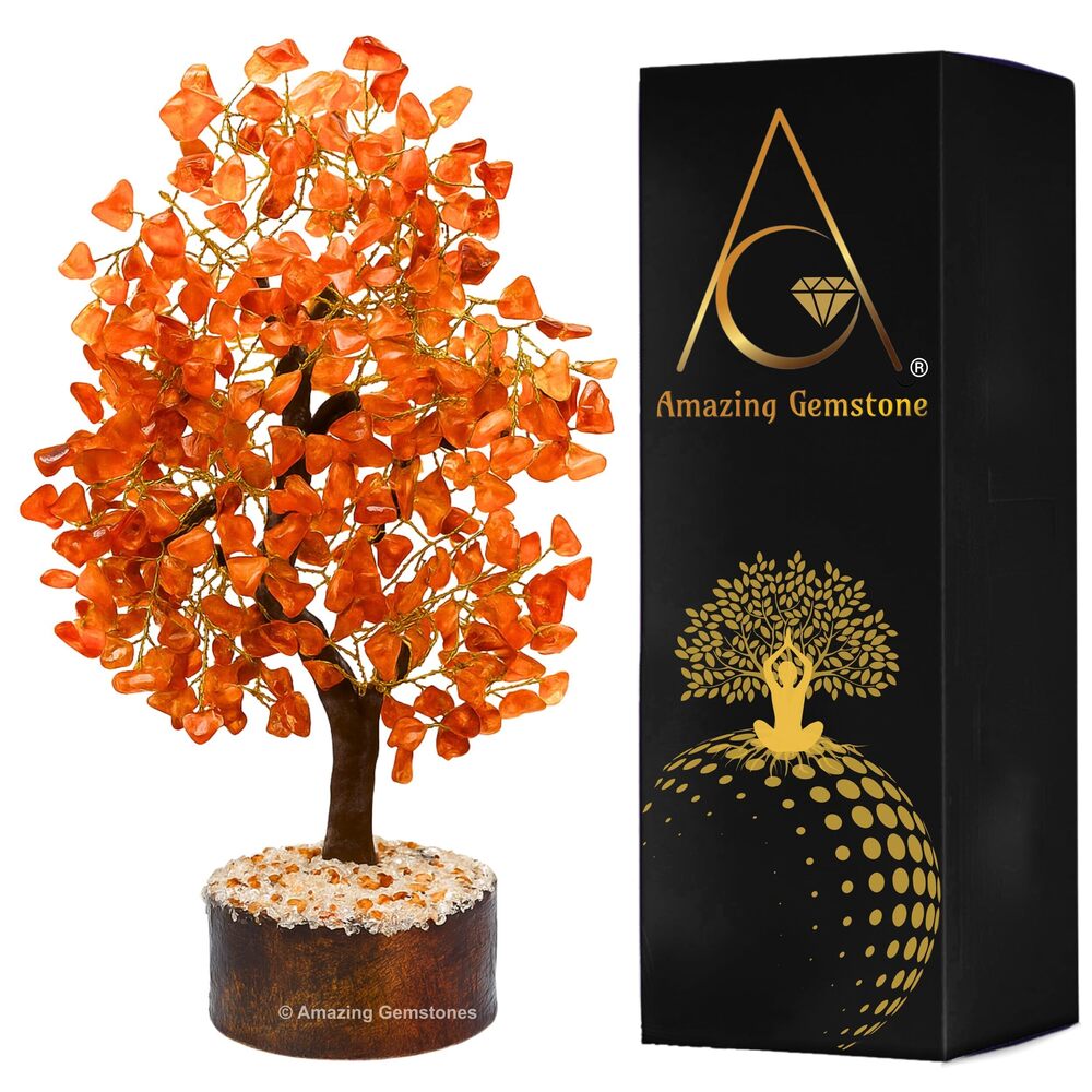 8734 Carnelian Natural Healing Crystal Bonsai Feng Shui Fortune Money Tree